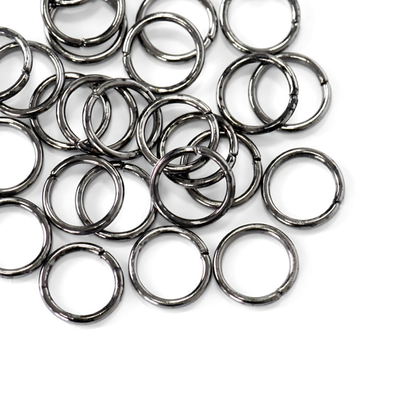 Jewelry rings 10 mm dark steel pack of 10 g
