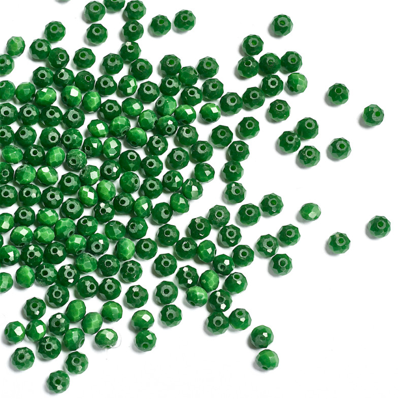 Koralik kryształowy okrągły 4x3 mm zielony 1 szt