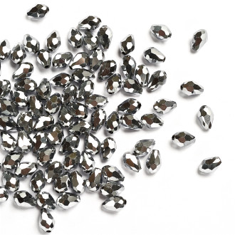 Koralik kryształowy o kształcie kropli 5x7 mm srebrny 1 szt