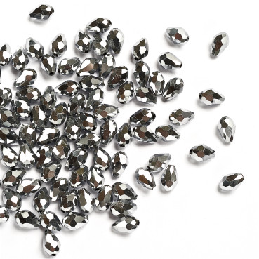 Koralik kryształowy o kształcie kropli 5x7 mm srebrny 1 szt