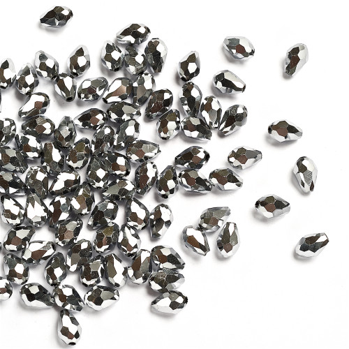 Crystal teardrop bead 5×7 mm silver 1 pc