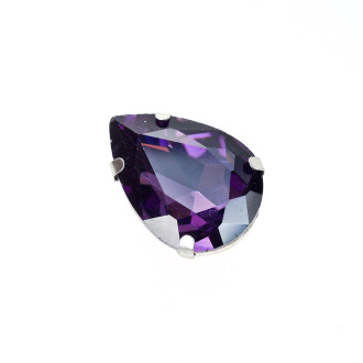 Cyrkonie szklane do szycia w metalicznym okuciu 25x18 mm fioletowy 1 szt