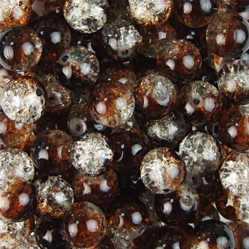 Glass bead craquelure 12 mm brown 1 pc