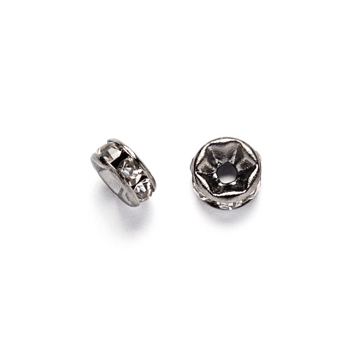 Divider bead with rhinestones 5 mm dark steel 1 pc.