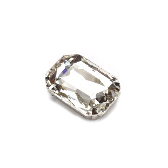 Rectangular glass rhinestones for sewing in a metal frame 25×18 mm transparent 1 pc.