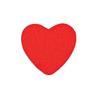 Wooden decorative element 19×18 mm Heart red 1 pc.