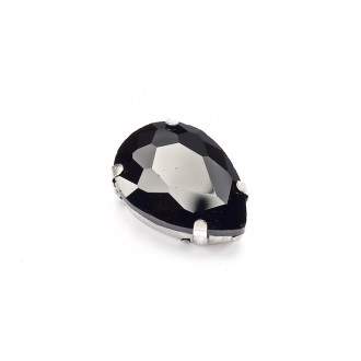 Cyrkonie szklane kropelkopodobny do szycia w metalicznym okuciu 18×13 mm czarny op.2 szt