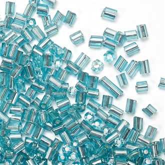 Beads cut H (2.1 mm) with silver center, blue, pack of 20 g