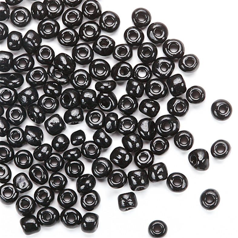 Round beads large 6 (3.6 mm) black pack of 20 g
