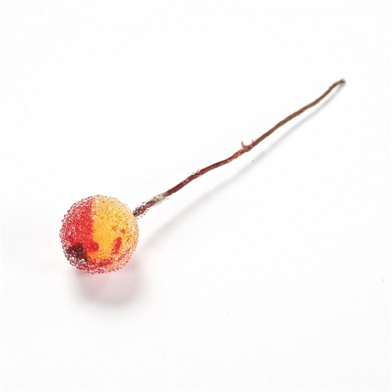 Decorative element 70 mm Berries in sugar yellow and orange 1 pc.