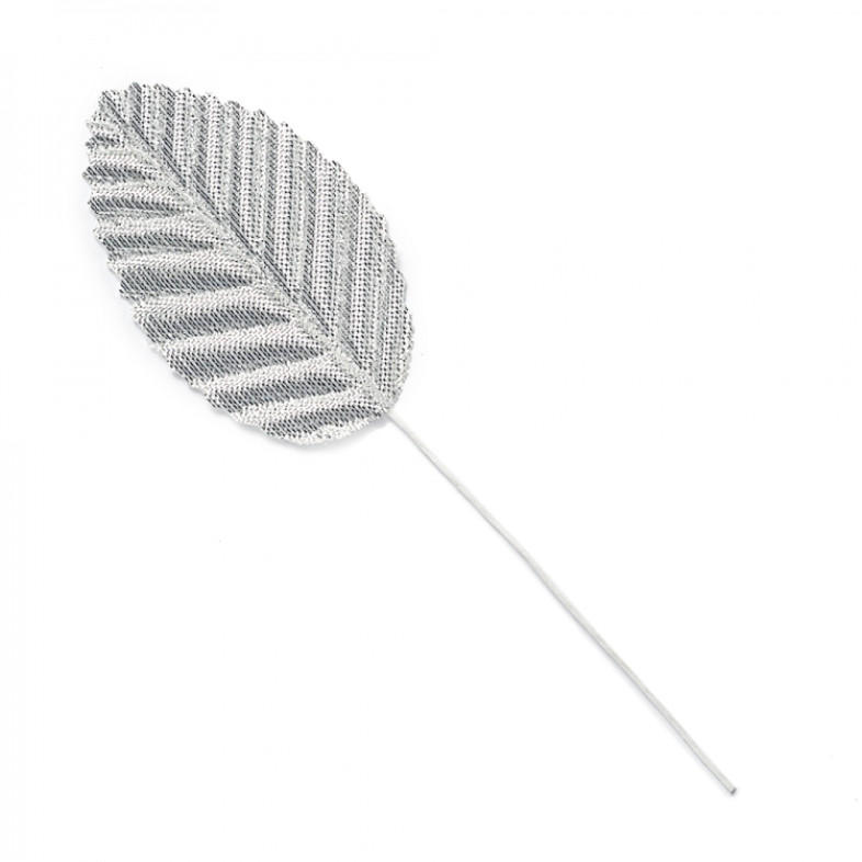 Decorative element Leaf 110×32 mm silver 1 pc.