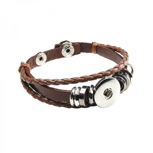 SNAP button bracelet 22.5 cm made of artificial leather brown 1 pc