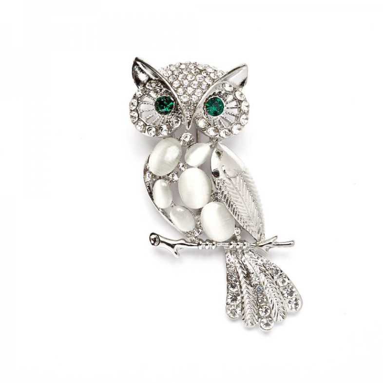Brooch Owl cupronickel 1 pc