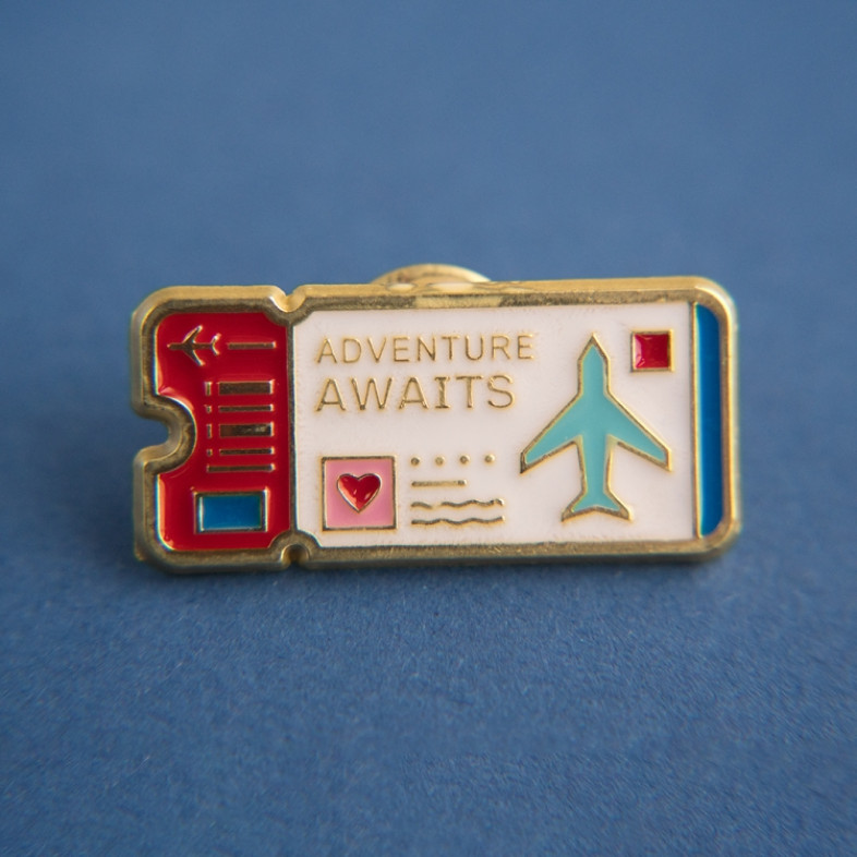 Metal pin badge Adventure awaits 1 pc.
