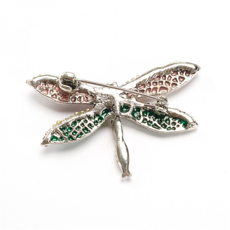 Brooch Dragonfly with crystals, cupronickel, 1 pc.