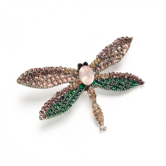 Brooch Dragonfly with crystals, cupronickel, 1 pc.