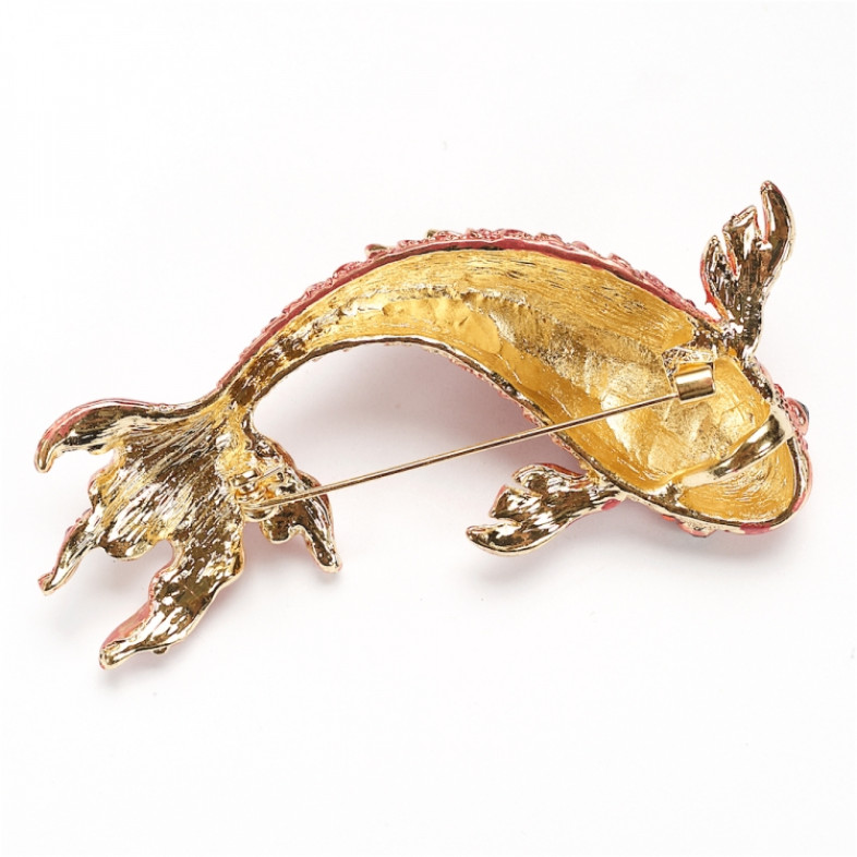 Brooch Fish gold-red 1 pc
