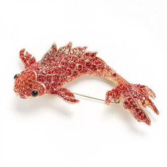 Brooch Fish gold-red 1 pc