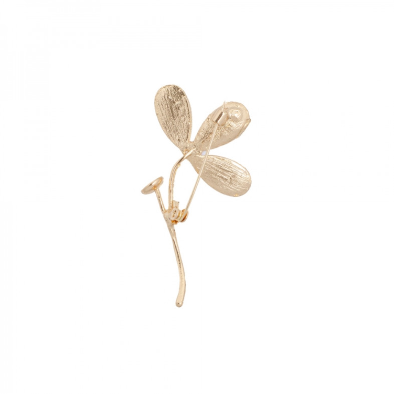 Brooch White flower gold 1 pc