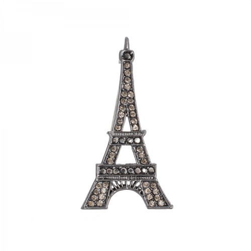 Eiffel Tower brooch, dark steel, 1 pc.