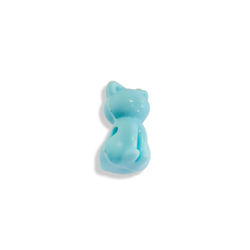 Plastic bead in the shape of a cat 15×9 mm blue 1 pc.