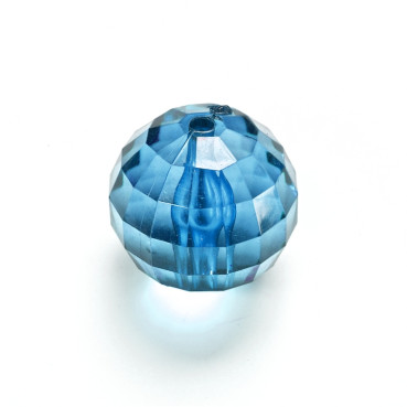 Plastic crystal bead 22 mm round faceted blue 1 pc