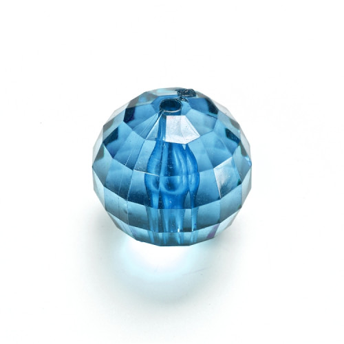 Plastic crystal bead 22 mm round faceted blue 1 pc