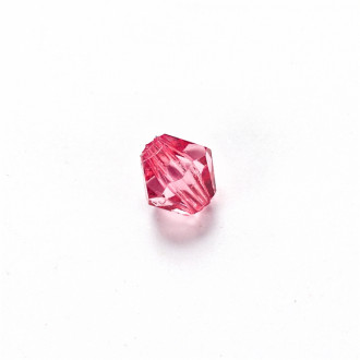 Koralik plastikowy kryształ dwustożkowy 6 mm różowy 1 szt