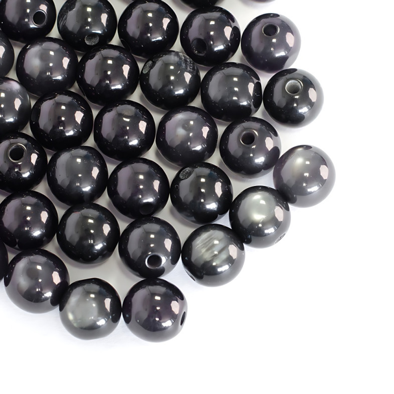 Koralik plastikowy imitujące kocie oko 12 mm czarny 1 szt