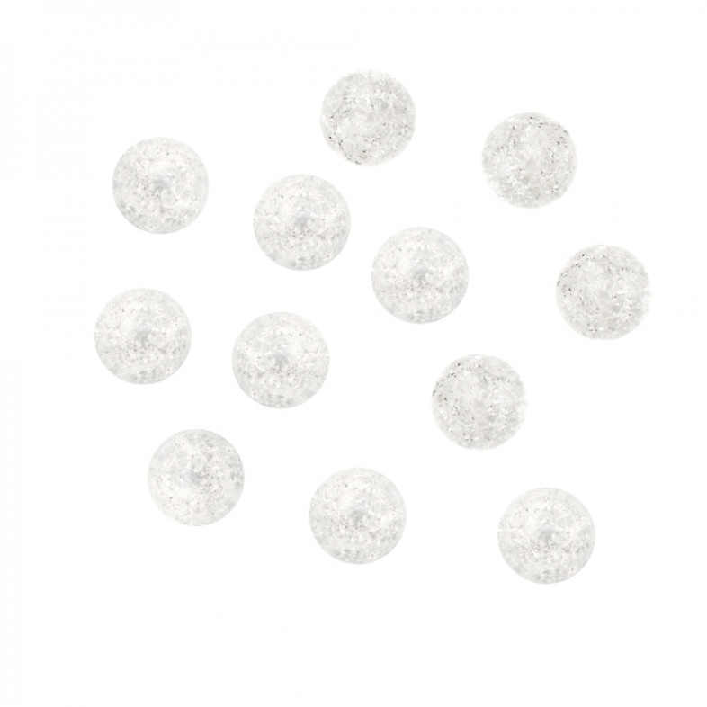 Koralik plastikowy 12 mm przezroczysty z spękaniami 1 szt