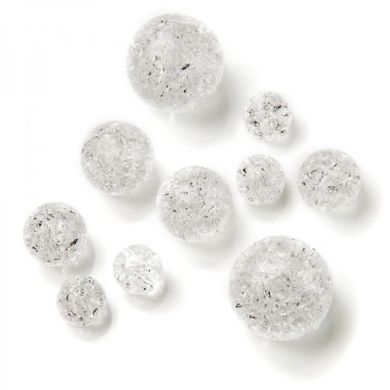 Koralik plastikowy 12 mm przezroczysty z spękaniami 1 szt
