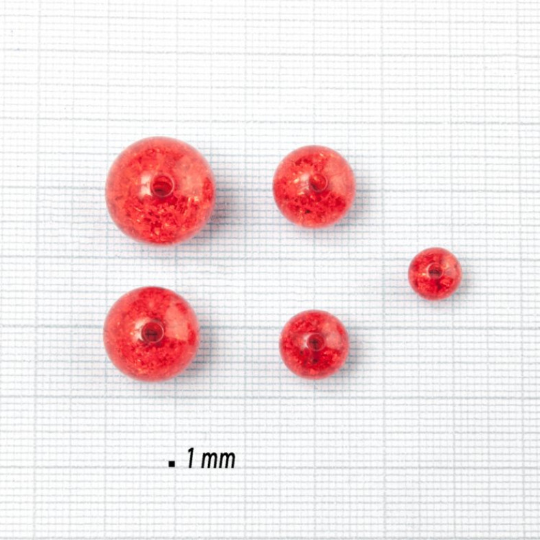 Plastic bead 12 mm red broken glass 1 pc.
