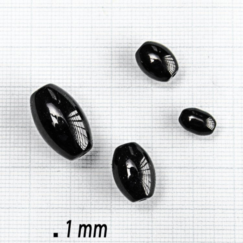 Koralik szklany 10x8 mm owalny czarny 1 szt