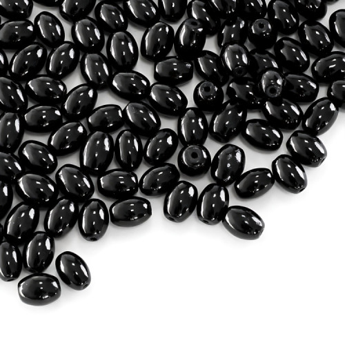 Glass bead 10×8 mm oval black 1 pc.