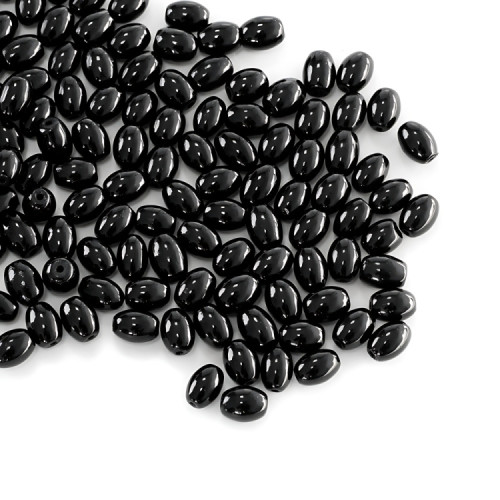 Glass bead 8×4 mm oval black 1 pc.