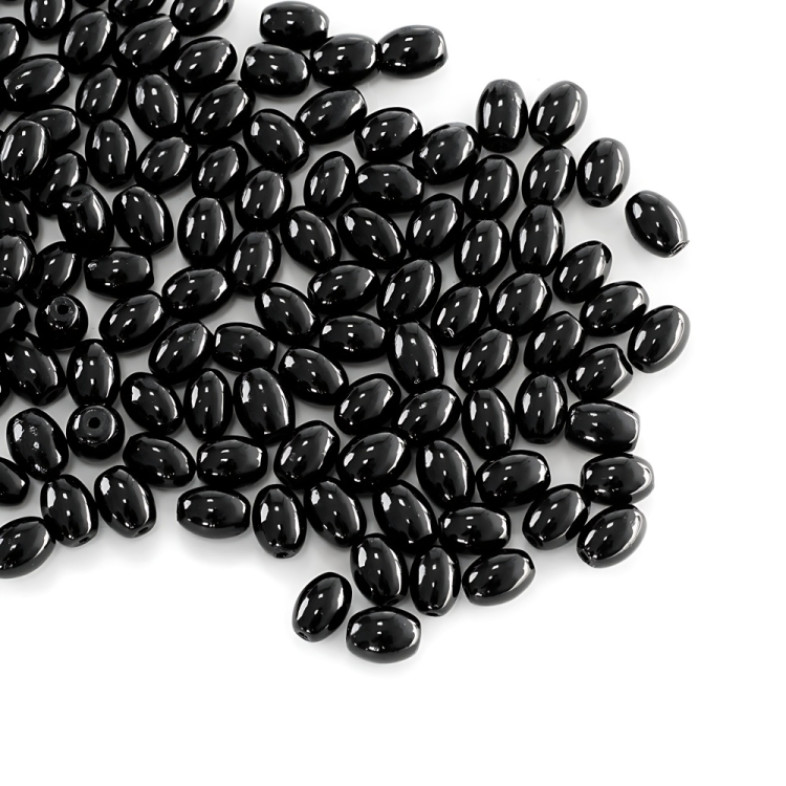 Koralik szklany 8x4 mm owalny czarny 1 szt