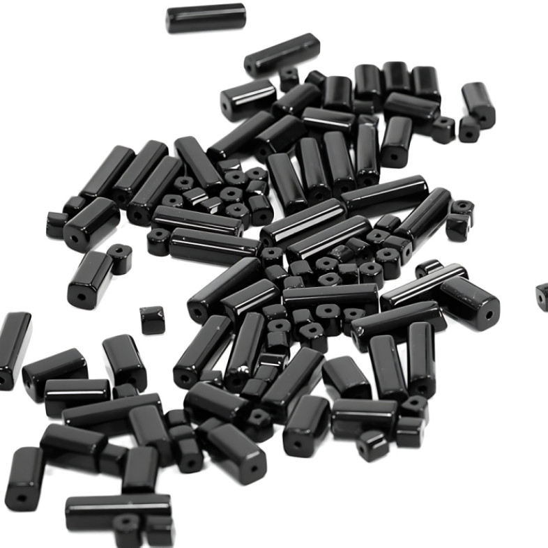 Koralik szklany 20x6 mm prostokątny czarny 1 szt