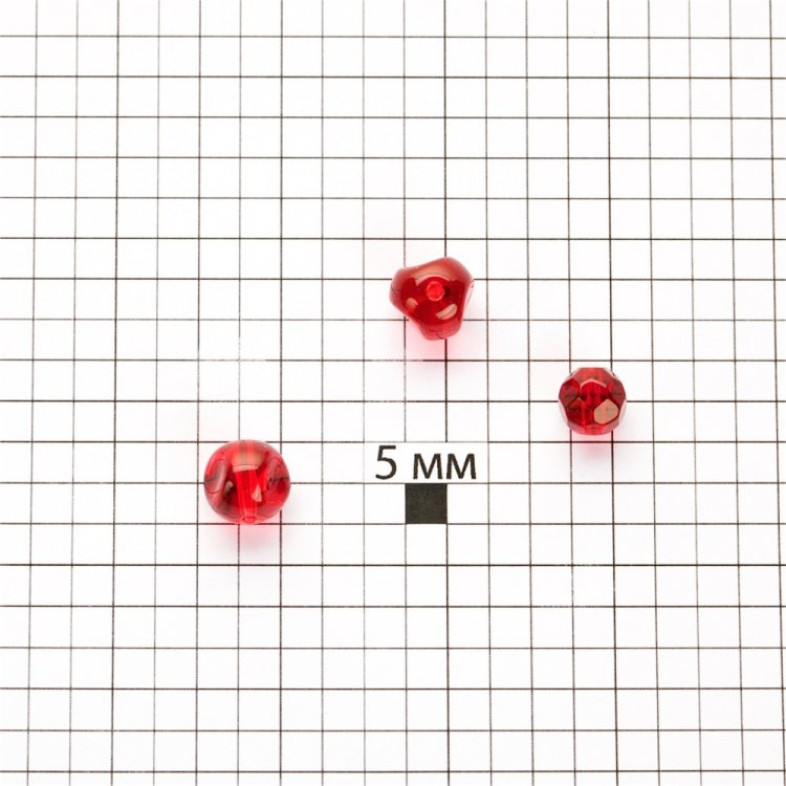Koralik szklany 10 mm czerwony przezroczysty 1 szt