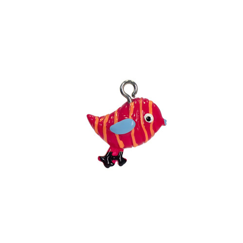 Plastic pendant Bird 20×18 mm pink 1 pc
