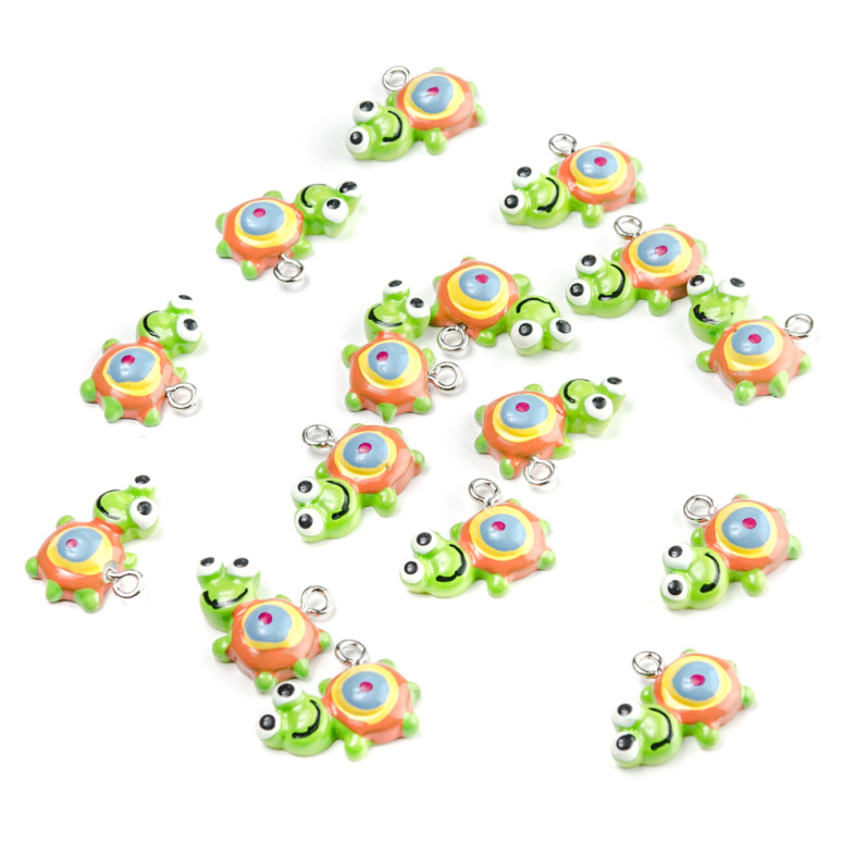Zawieszka plastikowa Żółw 18x15 mm zielony 1 szt