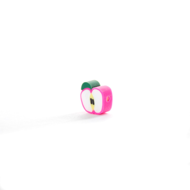 Koralik z gliny polimerowej Jabłko 10x4 mm różowy 1 szt