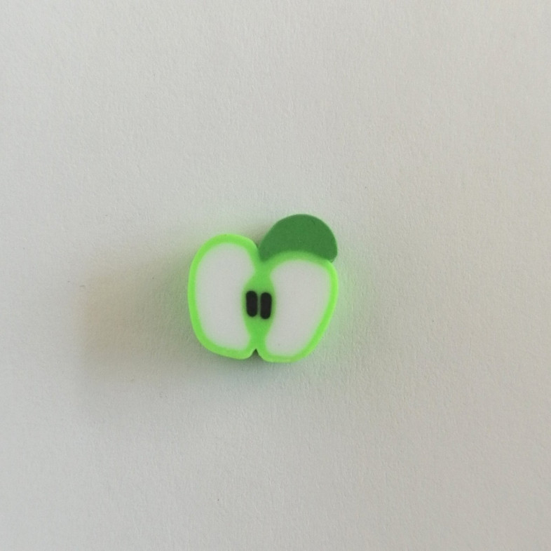 Koralik z gliny polimerowej Jabłko 10x4 mm zielony 1 szt