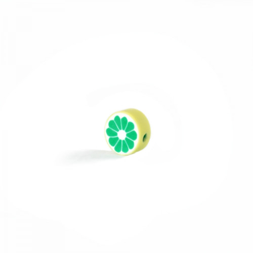 Polymer clay bead 9×4.5 mm Grapefruit green 1 pc.