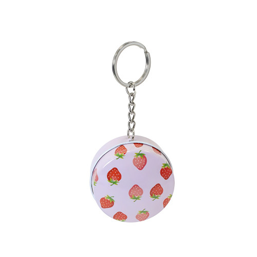 Metal key ring box 45×45 mm Strawberry 1 pc.