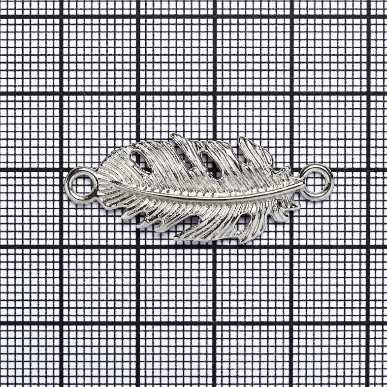 Metal connector Feathers 35×14 mm cupronickel 1 pc.