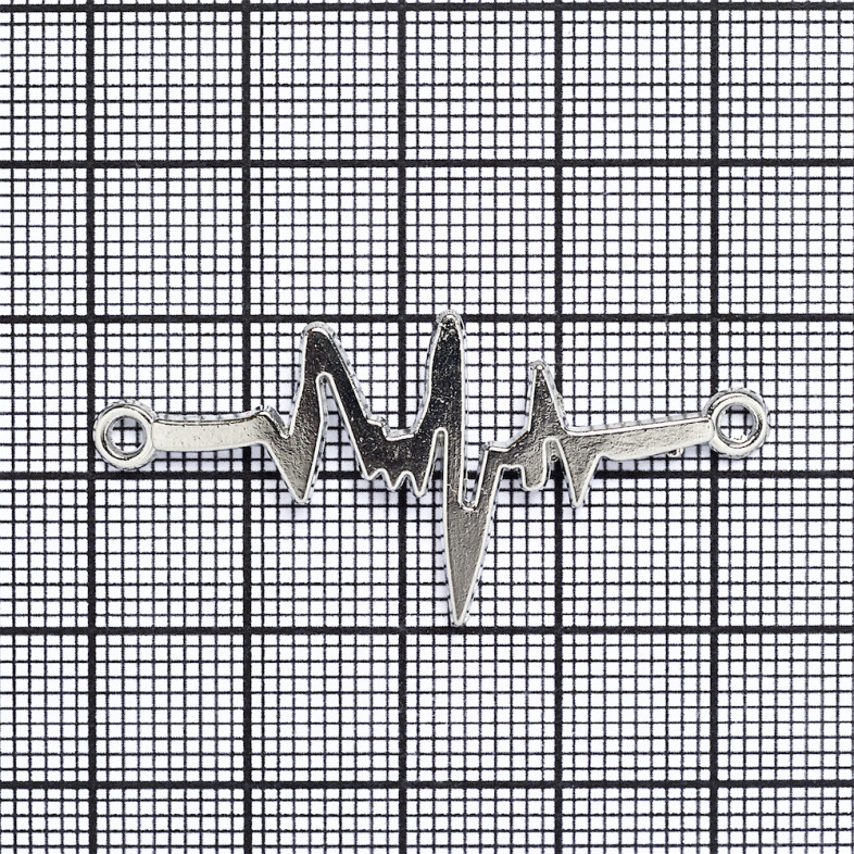 Metal connector Cardiogram 43×20 mm cupronickel 1 pc.