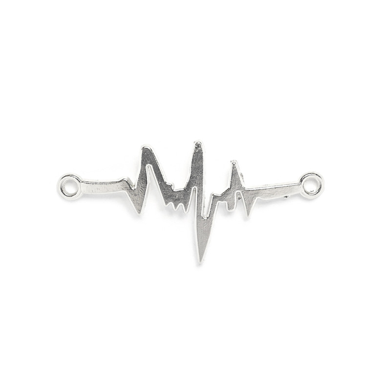 Metal connector Cardiogram 43×20 mm cupronickel 1 pc.