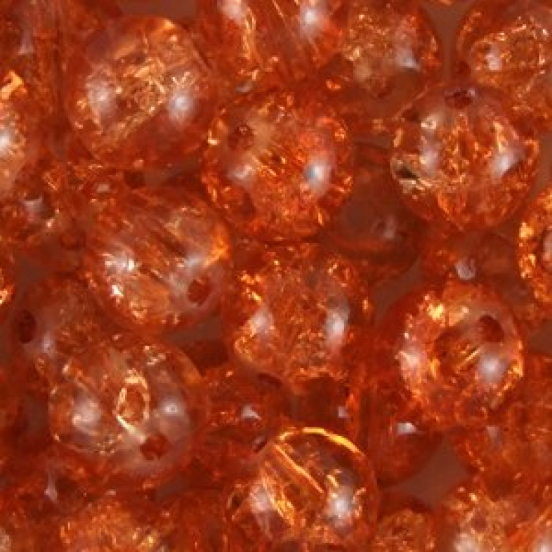 Koralik szklany 10 mm pomarańczowy ze spękaniami 1 szt