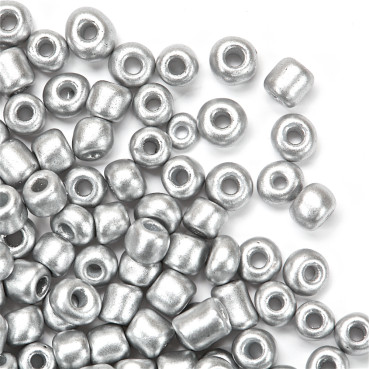 Round beads large metallic matte 6 (3.6 mm) silver pack of 20 g