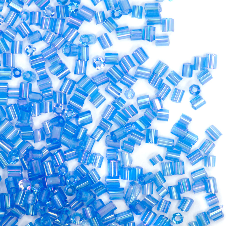 Chopped beads H (2.1 mm) blue rainbow pack of 20 g